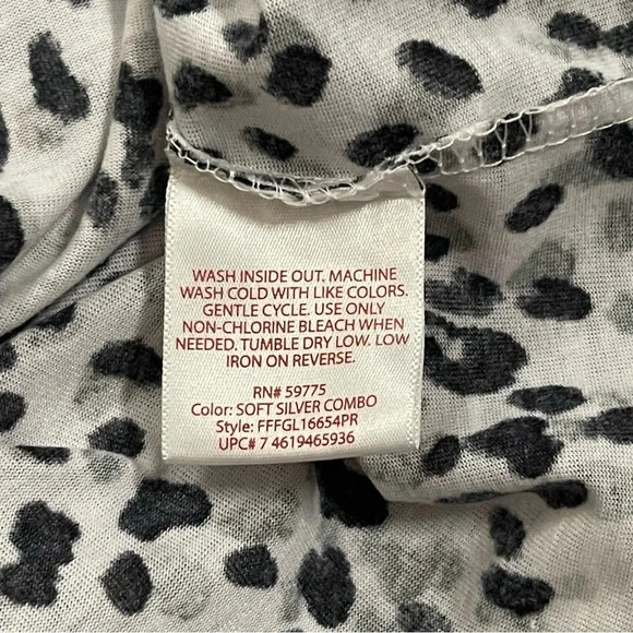 Faded Glory 3/4 Sleeve Peasant Top Womens Med Black/White Animal Print Rope Tie - Picture 9 of 10